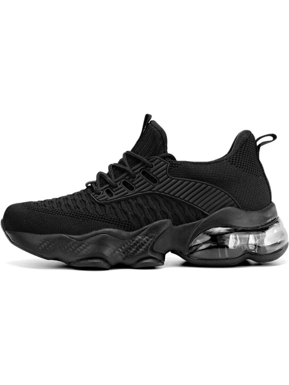 Women's Black Comfortable Stylish Casual Fashion Tennis Non Slip Work Sneakers - Picture 3 of 6